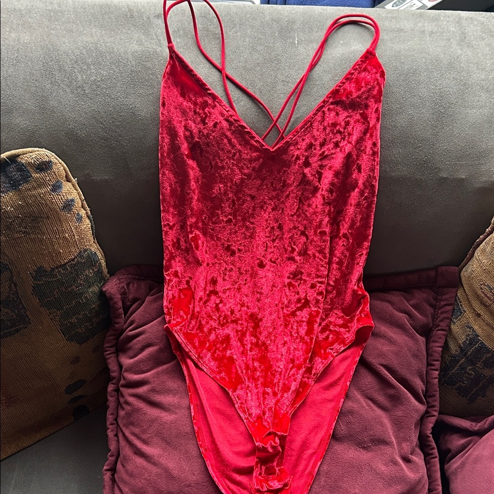 Divided Red Velvet Chemise
